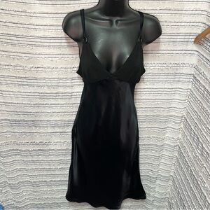 NWT GUESS Collection Black Satin Slip Dress Y2K Med Minimalist Going Out Capsule